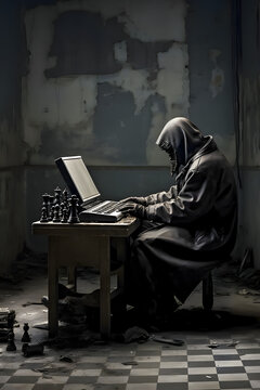 Chessmaster - anonymous hacker theme (Generative AI)