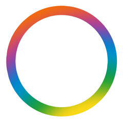 Rainbow flag watercolor brush paint in circle shape.LGBT Pride month watercolor texture concept.