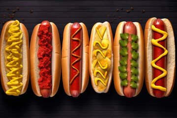 a hot dog with different toppings. generative ai.