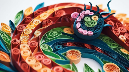earth worm multi-dimensional origami quilling style illustration, Generative AI