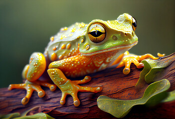 portrait of tree frog close-up. Generative Ai