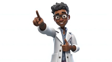 Black man doctor. Therapist cartoon character. Generative AI - obrazy, fototapety, plakaty