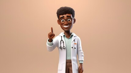 Black man doctor. Therapist cartoon character. Generative AI - obrazy, fototapety, plakaty
