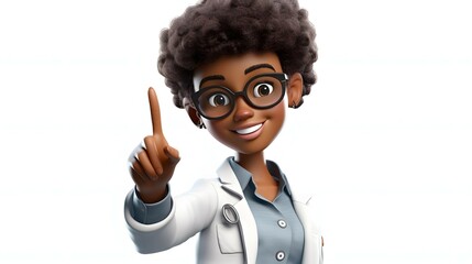 Black woman doctor. Therapist cartoon character. Generative AI - obrazy, fototapety, plakaty