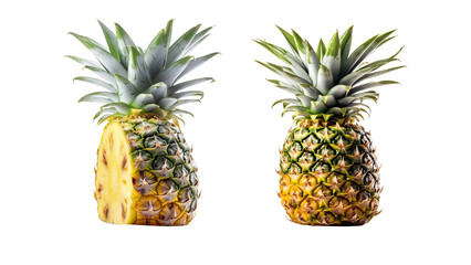 Ripe pineapple isolated on transparent png Generative AI