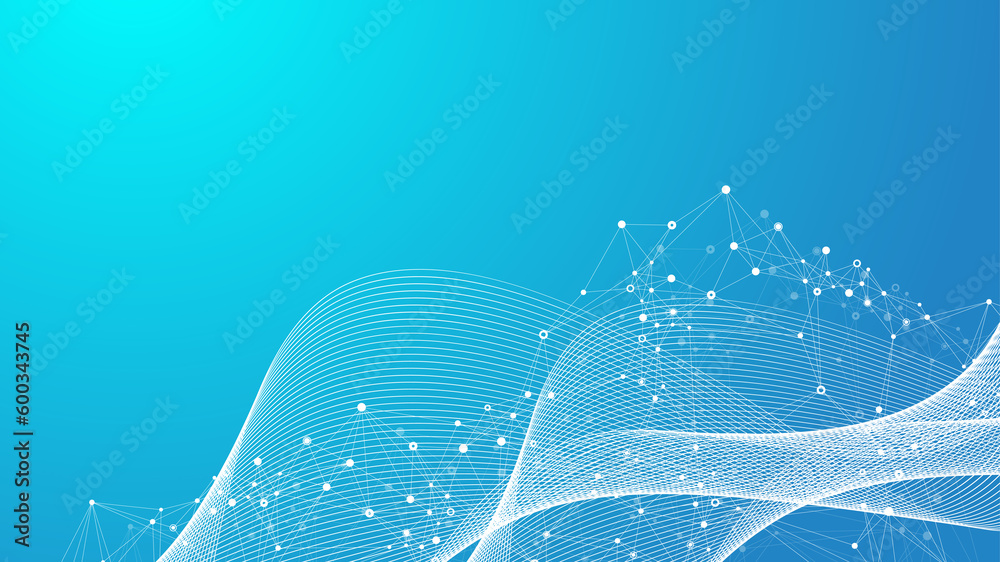 Poster Global network connection concept. Social network communication in the global business concept. Big data visualization. Internet technology illustration.