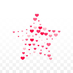 Hearts Confetti Falling Background. St. Valentine's Day pattern. Romantic Scattered Hearts Design Element. Love. Sweet Moment. Gift. Cute Element of Design for Sales or Celebration.