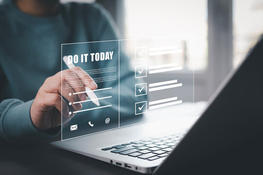 Planner To Do it List Agenda Note Graphic, Schedule using event planner calendar, Business people hand using vacation plan on laptop computer organization management calendar planning reminder concept