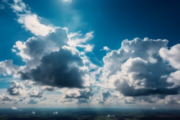 Naklejka na ściany i meble Blue sky with clouds. Generative AI