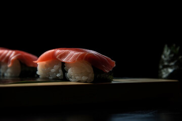 sushi on a black plate