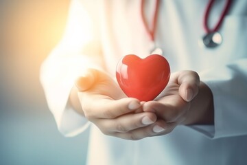 Obraz premium care doctor person cardiology medicine concept health heart hand hospital. Generative AI.