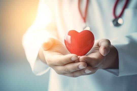care doctor person cardiology medicine concept health heart hand hospital. Generative AI.