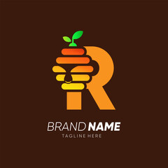Letter R Initial Bee Hive Logo Design Vector Icon Graphic Emblem Illustration