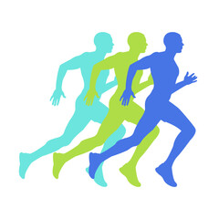 Fototapeta na wymiar The silhouette of a running man. Three. Sports. 