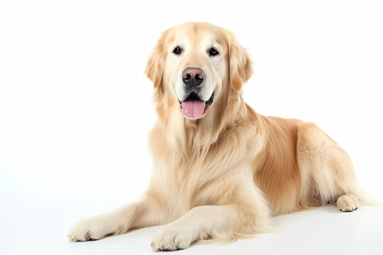 A golden retriever dog isolated on white background. Generative AI