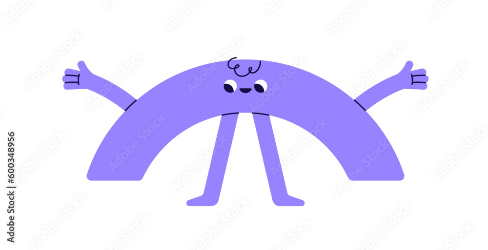 Poster cute geometric character. funny geometry shape with happy face expression, positive excited emotion,