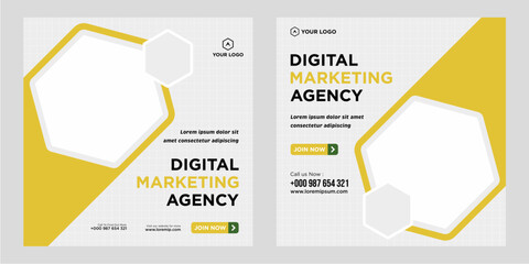 Digital marketing live webinar and corporate social media post or template banner