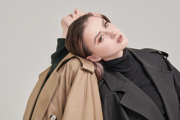 models in trench coats