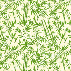 Naklejka na ściany i meble seamless bamboo pattern, plant pattern, leaves and branches, nature pattern, vector 