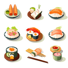 vector sushi set 2