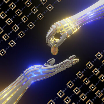 Digital currency transaction, conceptual illustration