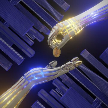 Digital currency transaction, conceptual illustration