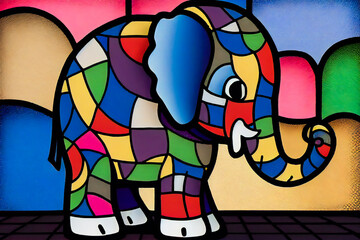 Abstract Elephant Mosaic Artwork. Generative AI