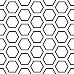 Simple Black and White Seamless Hexagonal Grid Pattern, Geometric Texture for Websites, Placards, Posters, Brochures - Creative Vector Template Usable Wallpaper, Background, Flyer or Cover Designs