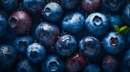 Bountiful Harvest of Juicy Blueberries, Drizzled with Morning Dew.  Generative AI