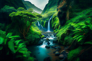Fototapeta premium Majestic Waterfalls. Generative AI.