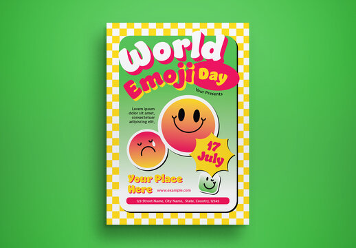 Cartoon World Emoji Day Flyer Layout