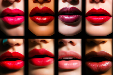 Fototapeta premium Set of Luscious Lips. Plump Pucker. Juicy Mouth. Generative AI