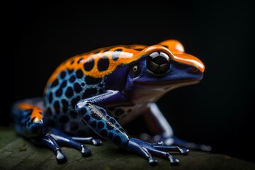 Fototapeta premium Frog poison colorful macro. Generate Ai