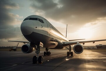 Fototapeta na wymiar A big passenger plane for long distance travel. Generative AI