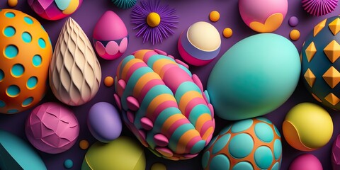 Fototapeta na wymiar Easter Eggs 3d illustration colorful , Generative ai