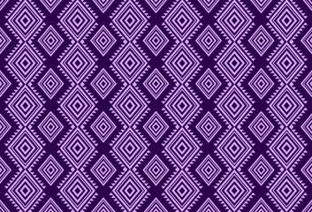 Seamless Pattern Purple Violet Geometric Abstract Diamond Rhombus Ethnic Traditional Thai Art Background Vector Illustration Design. For Textile Fabric Clothing Tablecloths Interior Printable 