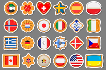 Set homemade cookie with flag country world in tasty biscuit