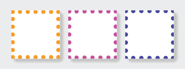 Dots abstract framing, colored social media layouts for quote design, creative square templates with place for text, web banner for advertising, minimal and modern frame style