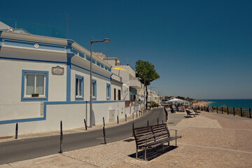 Traditional houses anfd portugese architecture of Albufeira Old town, Algarve, Portugal