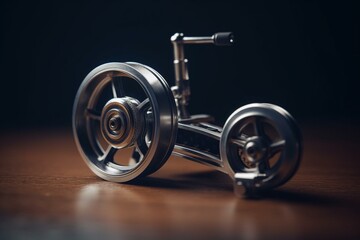 Fototapeta na wymiar Flat metal gadget with small wheel for steering. Generative AI