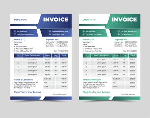 Fototapeta na wymiar Vector professional and modern invoice template design.