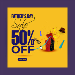 Vector illustration of Happy Father's Day Sale social media story feed mockup template