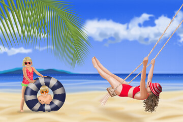 Digital painting art. This summer, go to the sea.