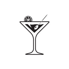 Martini cocktail icon, drink glass