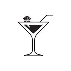 Martini cocktail icon, drink glass