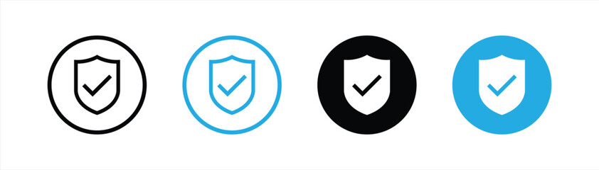 shield mark icon set. security shield icon. shield with checkmark icon symbol sign collections, vector illustration