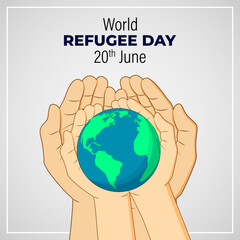 Vector illustration of World Refugee Day 20 June social media feed story mockup template