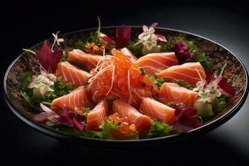 salmon sashimi in dish