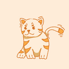 cute cat vector design crayon style