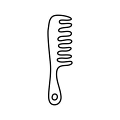 Doodle hair comb isolated on a white background. Hand drawn, simple outline illustration